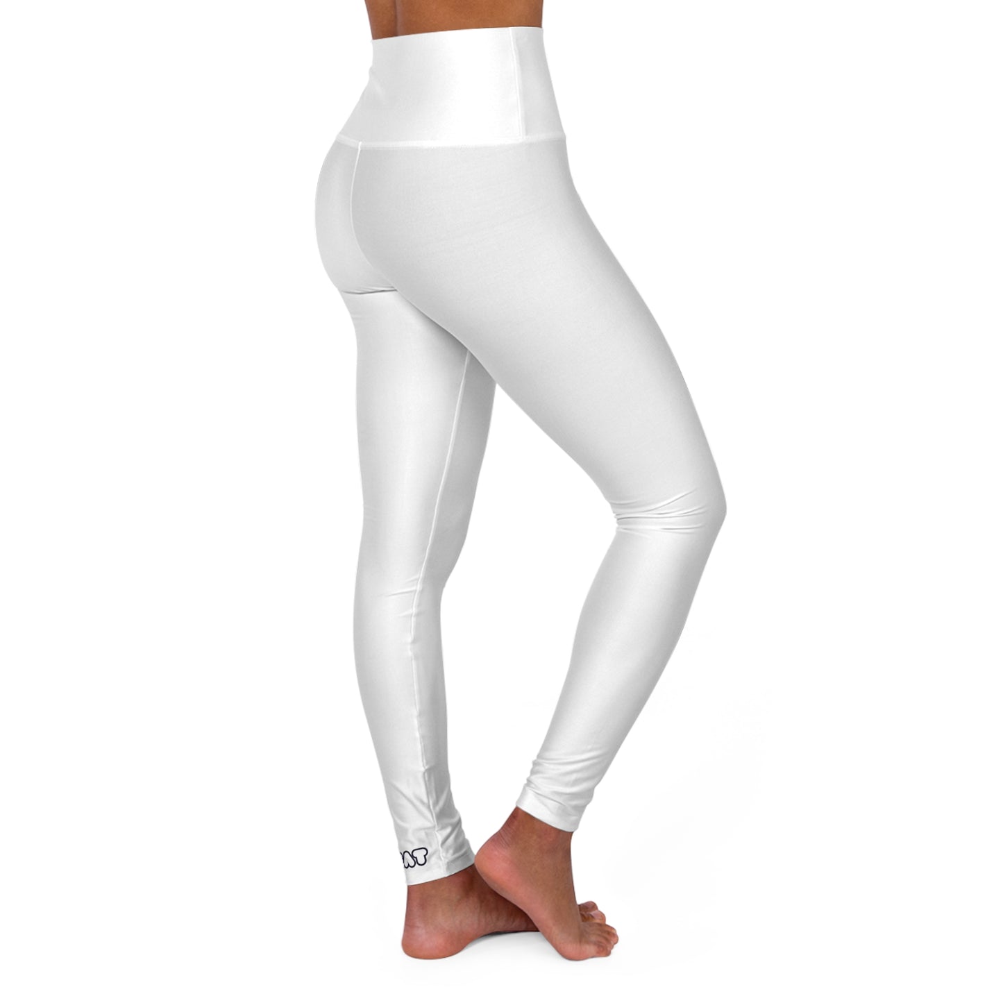 White High Waisted Yoga Leggings (AOP)