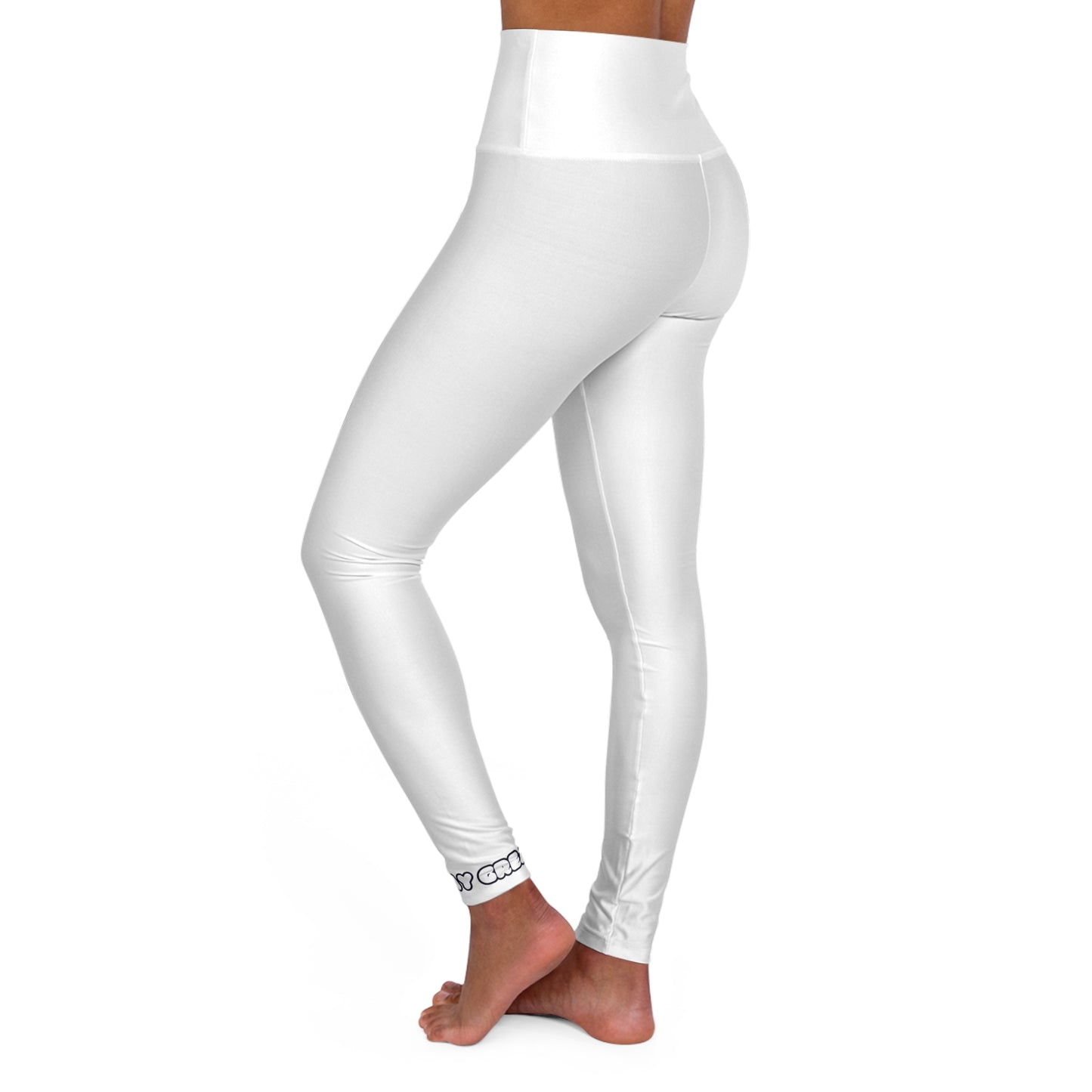 White High Waisted Yoga Leggings (AOP)