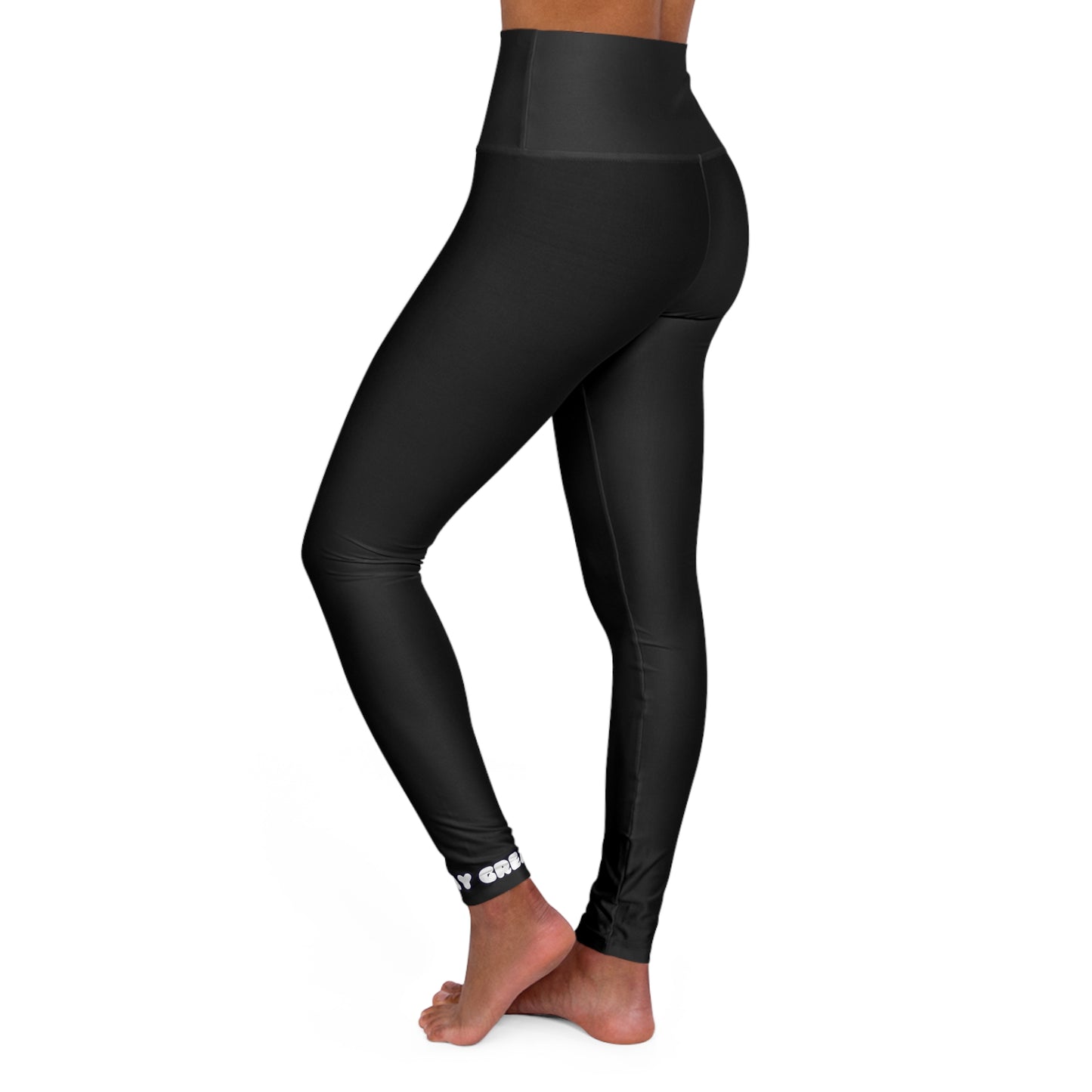 Black High Waisted Yoga Leggings (AOP)